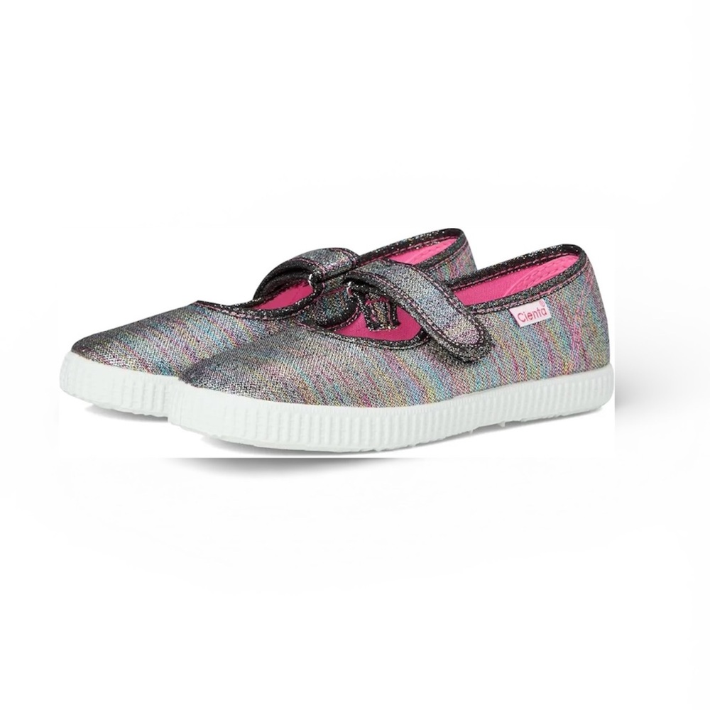 Cienta Mary Jane Sneakers Grey Rainbow Sparkle size 25 (8 toddler) new